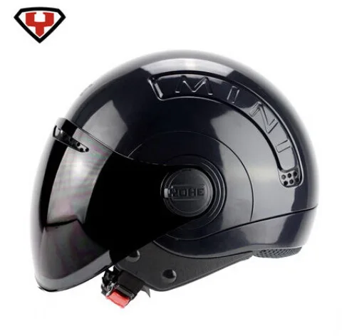Новое поступление YOHE Мини Лето Половина лица внедорожный мотоцикл мотоциклетный шлем электронные велосипедные шлемы ABS Размер M L XL XXL - Цвет: bright black