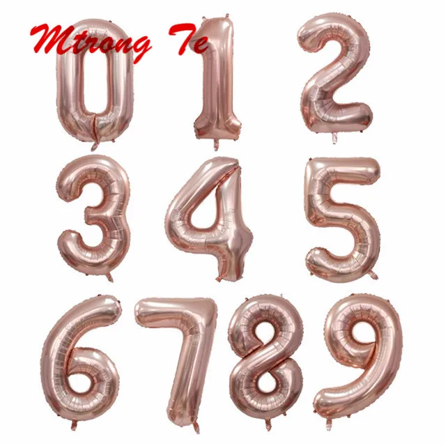 2 шт 30/40 дюймовые шары с гелием из розовой фольги с цифрами 18, 20, 25, 30, 50 лет, аксессуары для украшения дня рождения для взрослых шары воздушные шары шарики воздушные день рождени - Цвет: rose gold