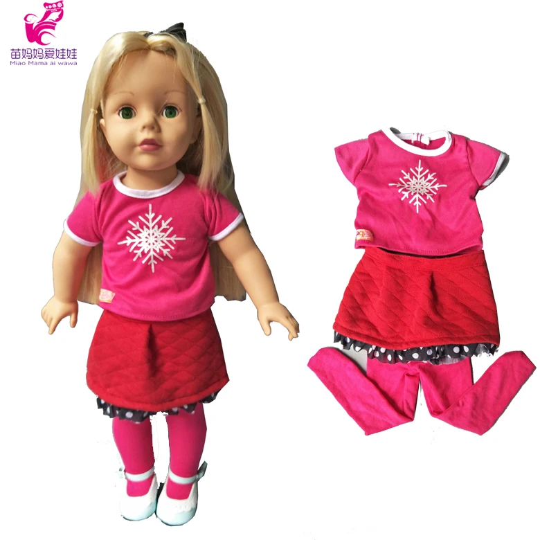 

3 in 1 Rose Shirt + Mini skirt + Legging Doll set for 18 inch 45cm girl doll clothes set for girl gift