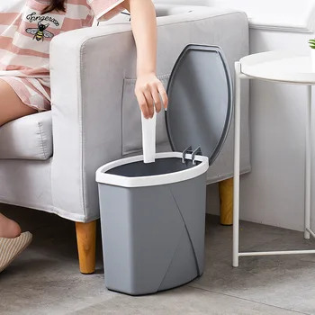 

Pressing Type Plastic Trash Can Household Kitchen Bathroom Living Room Waste Bins