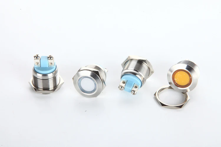 Светодиодный металлический индикатор 19 мм Водонепроницаемая сигнальная лампа 12
