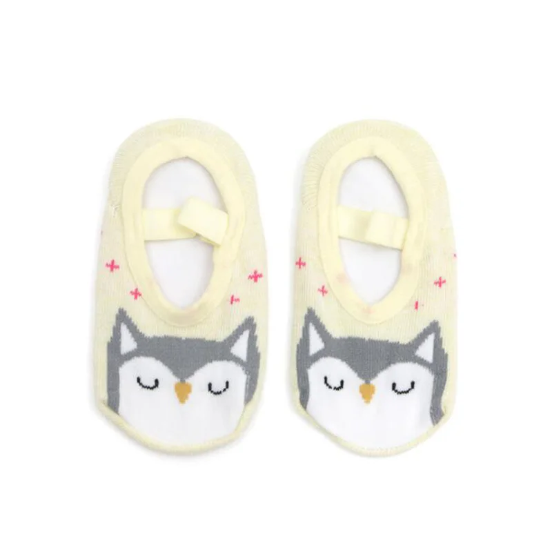 Новые детские носки для малышей с рисунками животных; Нескользящие Детские носки-Тапочки - Цвет: Owl