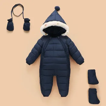 

Baby Winter Outerwear Retail Baby Clip Cotton Thick Padded Gloves shoes Jacket Rompers Kids Parkas Suitable 0-24 Month Baby