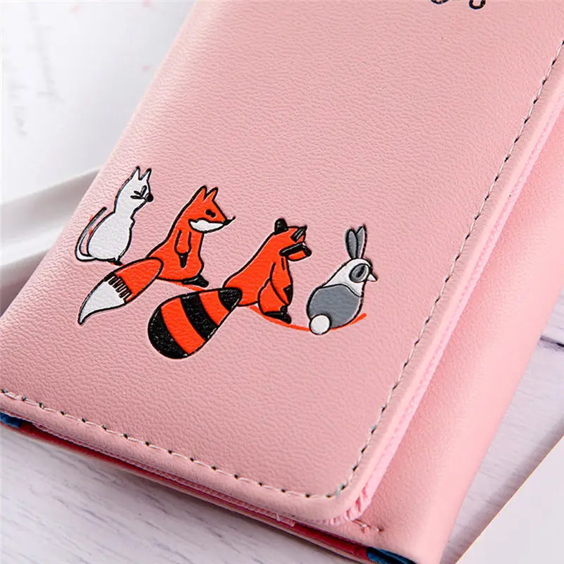 Women Simple Fox Cat Short Wallet Coin Purse Card Holders Handbag women's wallet clutch portfel cuzdan billetera carteira 40MA1917