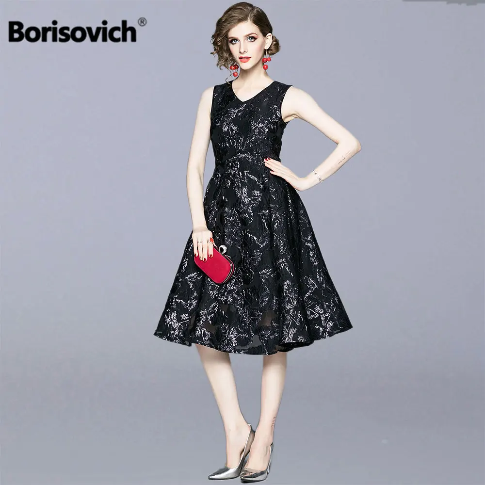 

Borisovich Women Summer Casual Long Dress New Arrival 2019 Fashion V-neck Sleeveless Elegant A-line Ladies Party Dresses N1314