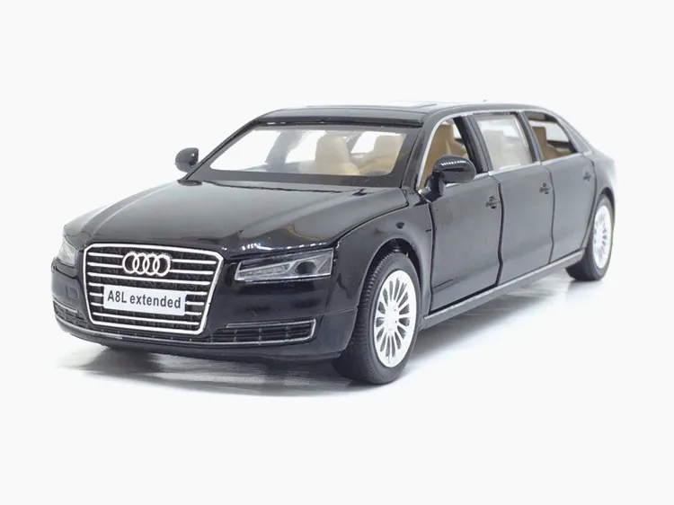 1:32 Audi A8L удлиненная модель автомобиля из сплава металлическая игрушка автомобиль оттяните назад мигающий музыкальный литой автомобиль для детей игрушка Коллекция подарок