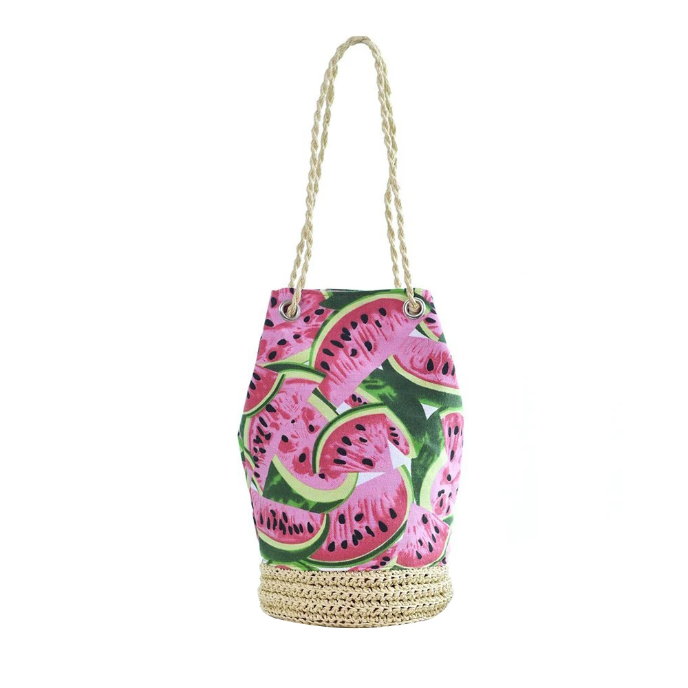 

DCOS Canvas Straw Beach Tote Handbags Wraparound Tote, Woven Pouch Carrying Bag