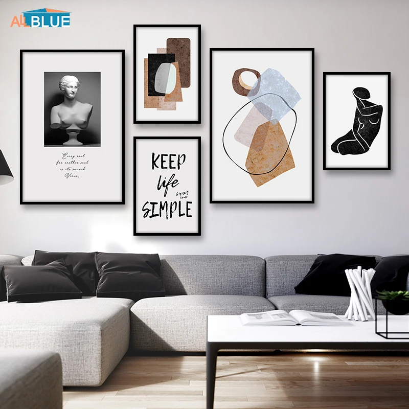 Абстрактные Плакаты и принты Line арт женская статуя Венеры Wall Art холст картины