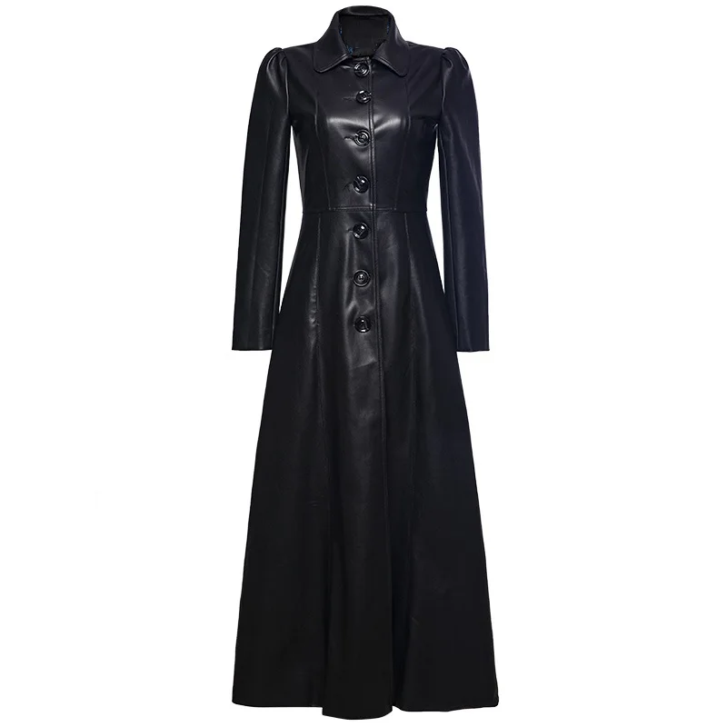 

2019 Fashion Trench Coat Plus Size Women High Quality PU Leather Single Breasted Trench Ladies Casual Overcoat Female Outwear