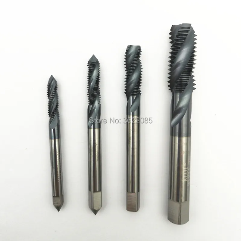 

KLOT HRC55 ALTIN Coated Solid Carbide Machine Plug Tap M3 M4 M5 M6 M8 M10 M12 spiral Flute Metric Thread
