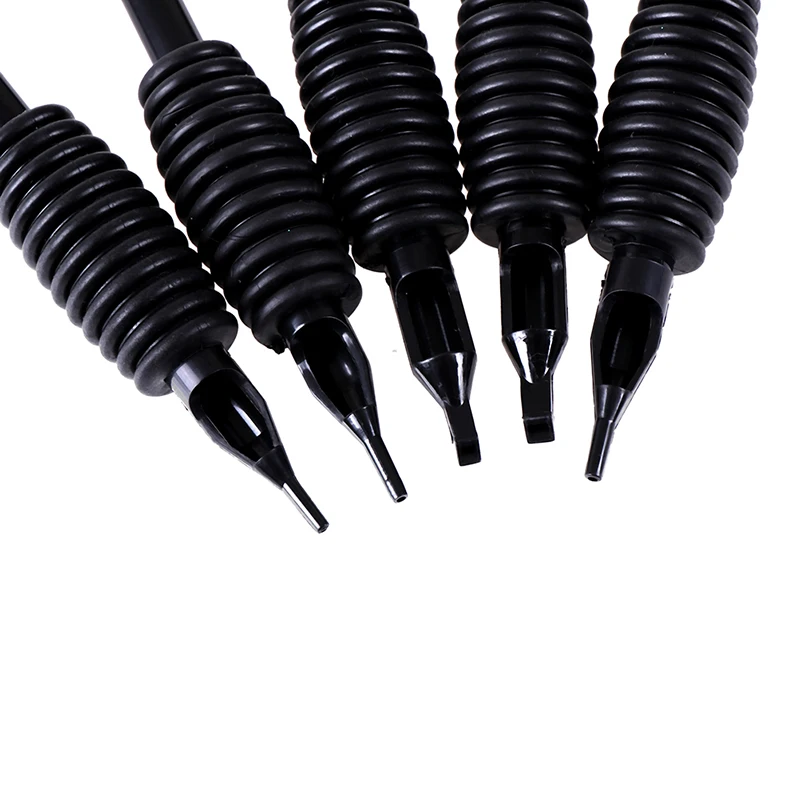 Боди-арт тату машина 19 мм Одноразовые черные трубки комбо RT FT круглые иглы наконечники Силиконовая ручка