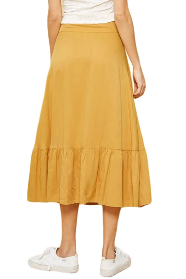 Lace-up-High-Waist-Mustard-Ruffle-Hem-A-line-Skirt-LC65100-7-3