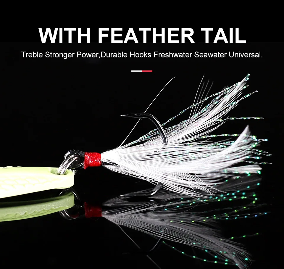 Kingdom Metal Jig spoon Artificial Bait Full Aqueous Layer Metal Material With Feather Hook Fish Sea Bass Fishing Lure Model 3406 (7)