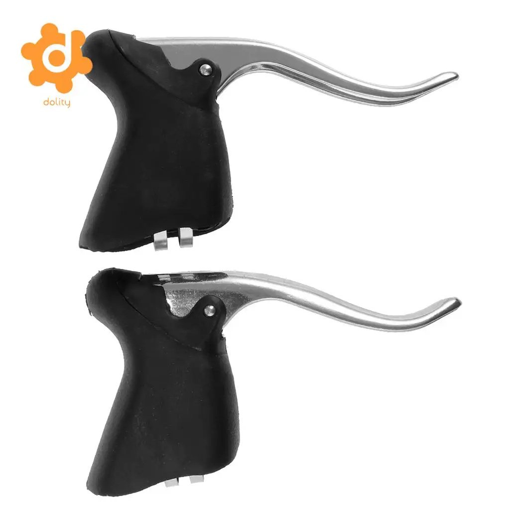 1 Pair Road Bike Drop Bar Brake Levers Bicycle Cycling Bent Brake Handles Handbrakes Fixed Gear fits for 22.2 - 23.8mm Handlebar