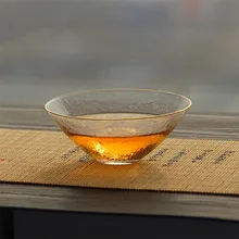 Стеклянный мастер чая чашка одна чашка шляпа чашка ручная работа японская ложка калька Золотая чашка молоток напиток чашка