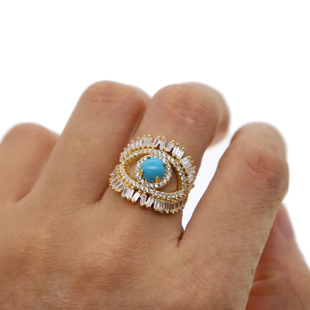 Buy Turkey evil eye ring jewelry fashion lucky gold