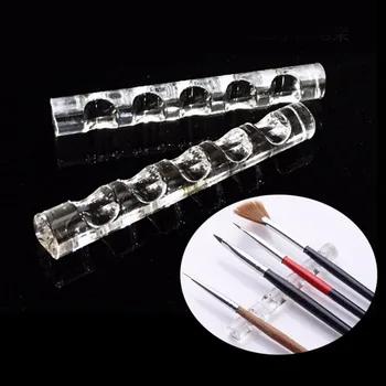 

FSHALL 13cm Clear Nail Art Tool Brush Rack Acrylic Stand Holder Organizers for 5 Nail Pens