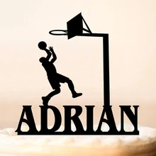 Индивидуальное Имя День Рождения украшения, Баскетбол украшение для именинного торта, Спорт торт Топпер, Золотой Серебристый акриловый деревянный