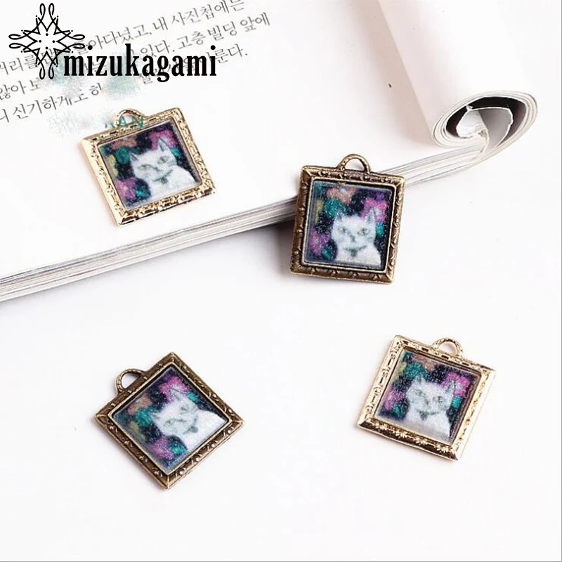 

Zinc Alloy Enamel Cartoon Cat Charms 10pcs/lot For DIY Fashion Earrings Jewelry Making Accessories