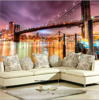 

Night New York City Bridge Building 8D Papel Murals 3d Photo Mural Wallpaper for Living Room TV Background 3d Wall Murals Fresco