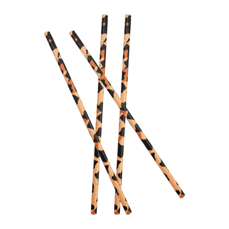 20pcs Leopard Paper Straws Adult Party Decor Disposable Tableware
