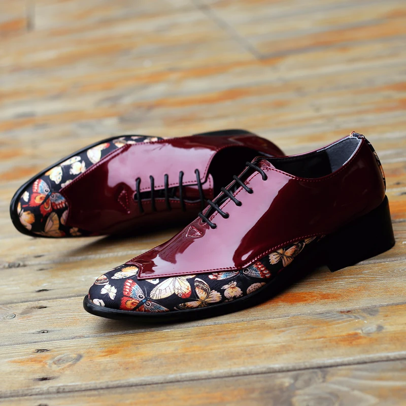 

flowers italian dress leather men shoes mixed colors wedding shoes men designer evening male footwear party oxford shoes for men
