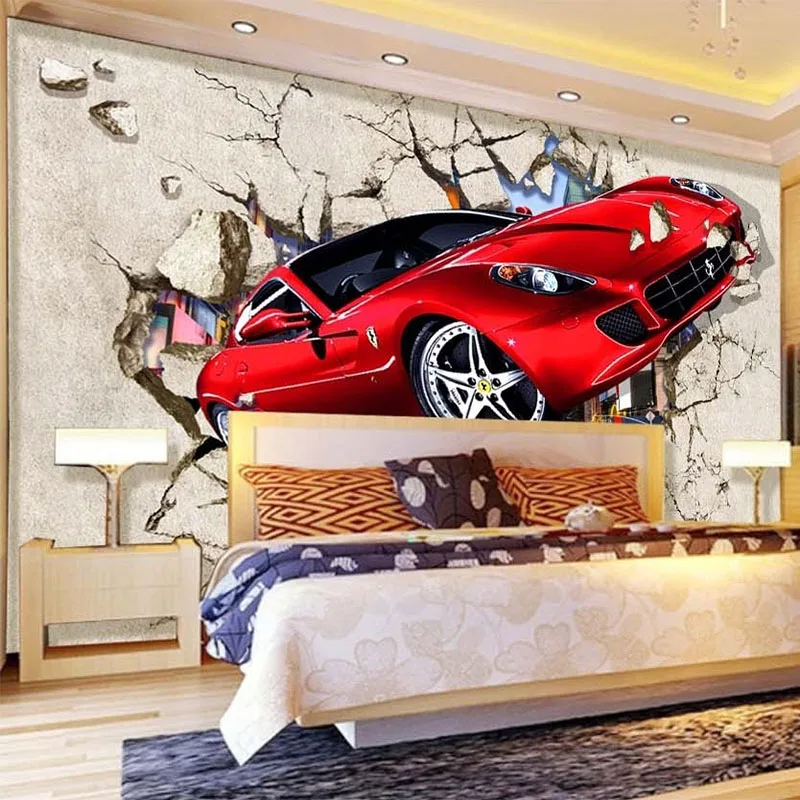 Настенные 3D обои на заказ красные автомобильные фотообои с изображением