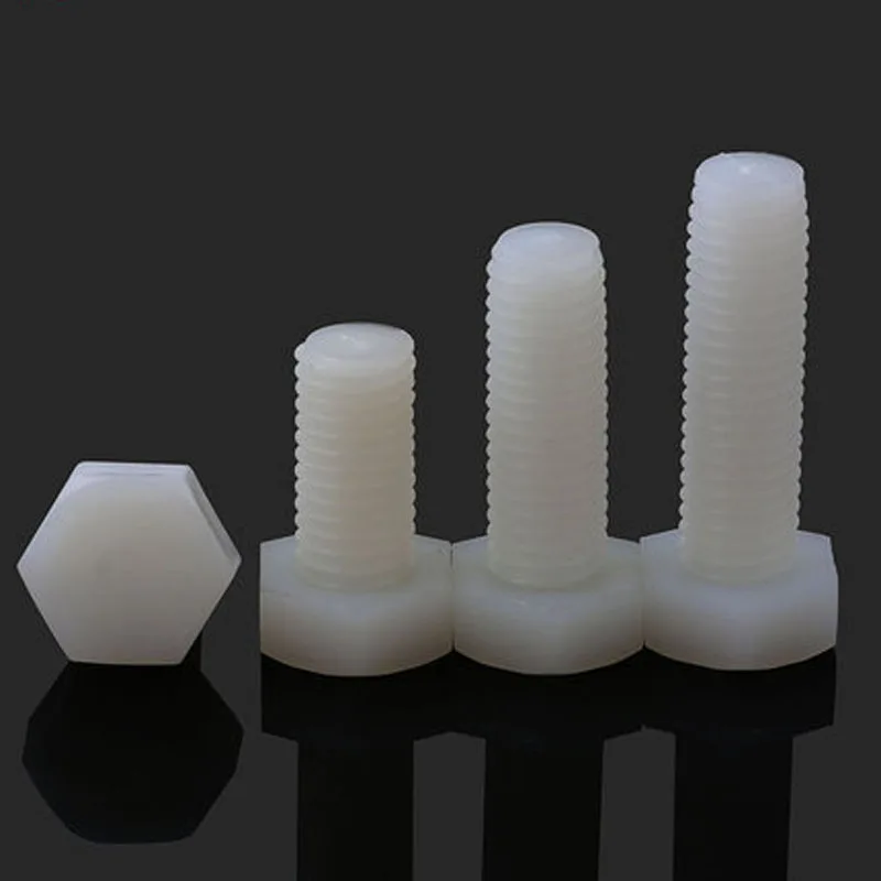 20pcs M5 Hexagonal nylon screw Nylons hex head bolt PA66 plastic screws 8mm-50mm Length | Обустройство дома