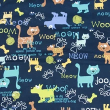 50x140 см мультфильм кошка и собака хлопчатобумажная ткань очки в стиле пэчворк с принтом стеганая ткань швейный материал DIY Одежда