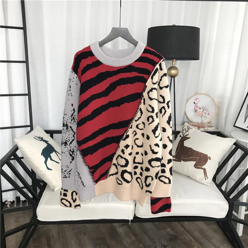 GRUIICEEN 2018 winter new leopard pullovers knitted o-neck streetwear sweater jumper GY2018361 | Женская одежда