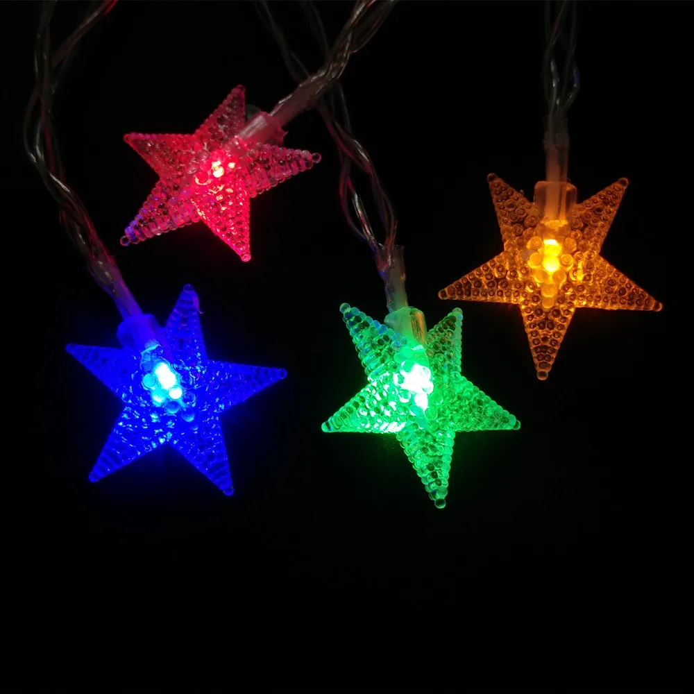 Christmas star lights LED Party Fairy Lights Five-pointed Star LED string lights for Wedding Xmas Party Outdoor Indoor use - rgb