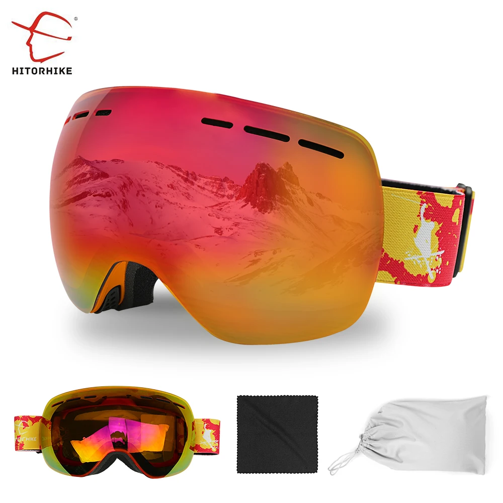 Бренд лыжные очки двойной UV400 Анти-туман большой Лыжная маска очки Лыжный спорт профессиональный Для мужчин Для женщин Снег Сноуборд очки