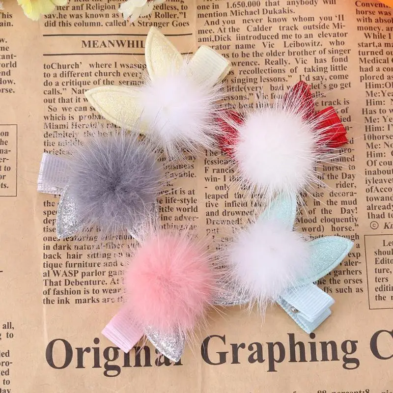 

Cute Girls Hairpins Pompom Ear Girl Hair Clips Kids Headwear Jewelry Baby Barrette Hair Ornaments Infant Hairpin Gift Headdress