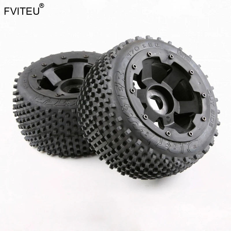 

FVITEU Complete Rubber Rear Off-Road Wheel Tire set Fit 1/5 HPI Baja 5B Rovan King Motor