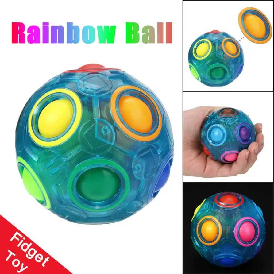 

Luminous Stress Reliever Magic Rainbow Ball Fun Cube Fidget Puzzle Education Toy For Kids/Adults D50