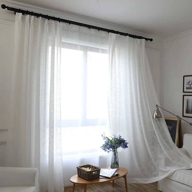 Японские тюлевые шторы ENHAO для гостиной, спальни, кухни, тюлевые оконные шторы из вуали, сплошные оконные шторы, драпированная дверь - Цвет: white