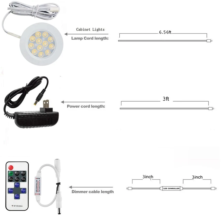 12 V عكس الضوء LED ضوء تحت الكابين كيت الترا رقيقة led مصابيح بك مع جهاز التحكم عن بُعد بالتردادات الرادوية/ اللاسلكية عصا على أضواء المطبخ خزانة