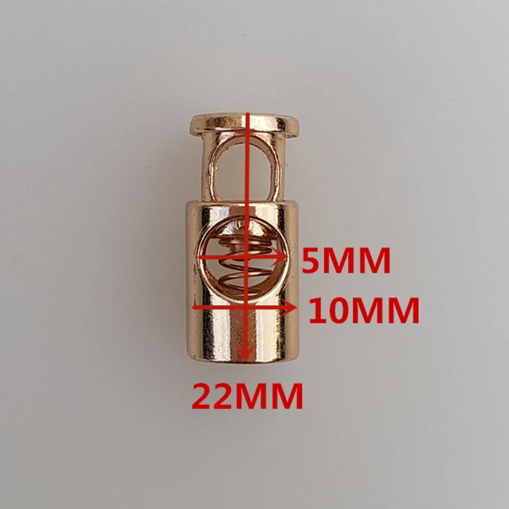 MagiDeal Pack of 10 Metal Toggle Spring Stop Single Hole String Cord Locks End Stopper Golden Sewing Accessories 