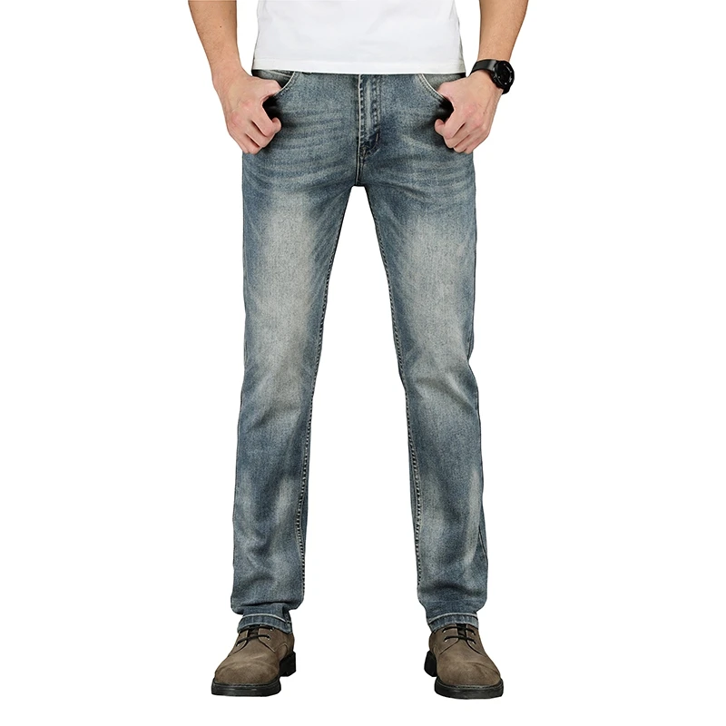 SULEE брендовые Ретро Синие весенние летние Брендовые мужские джинсы новые деловые повседневные эластичные облегающие брюки