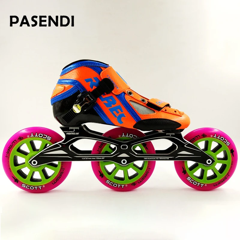 3 عجلات المهنية سرعة الزلاجات النساء/الرجال مضمنة أحذية التزلج أحذية تزلج 125 عجلات كبيرة مستديرة كعكة الزجاج الألياف