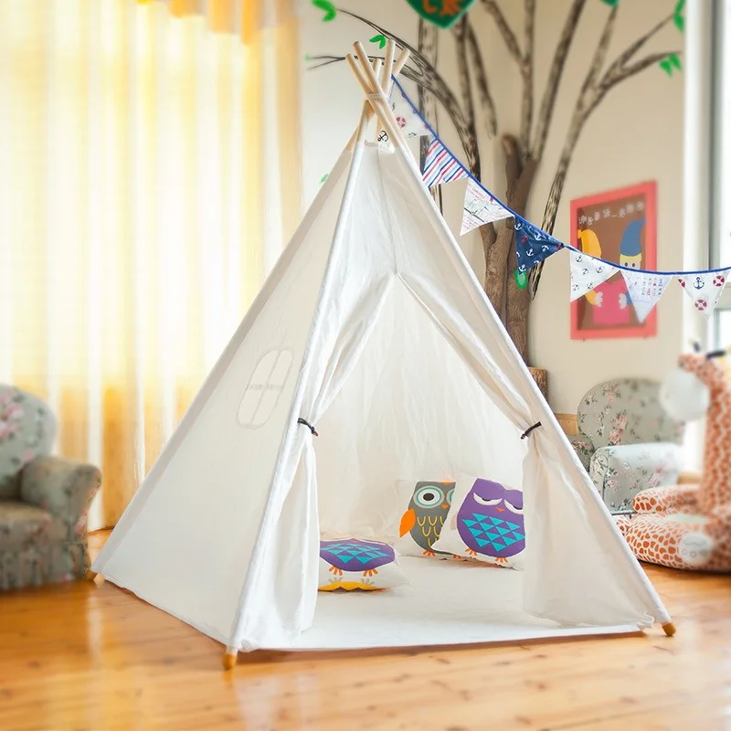 

Large Five-Pole White Canvas Kids Tipi Tent Childrens Play Wigwam Teepee Tent