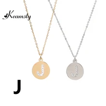 

New 2pcs Stainless Steel Initial J Letter Charm Necklace for Special Gift Crystal Necklace