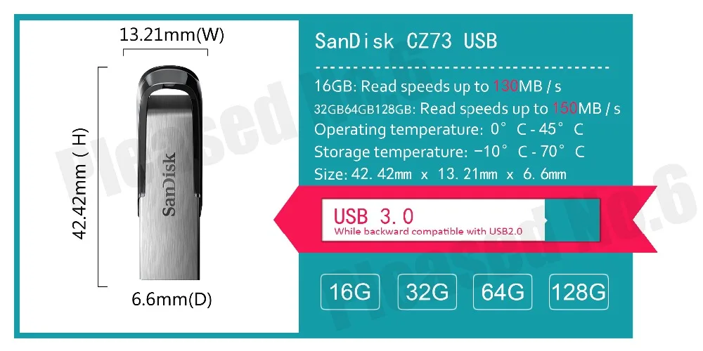 Двойной Флеш-накопитель SanDisk CZ73 USB3.0 флеш-накопитель 64 Гб оперативной памяти, 32 Гб встроенной памяти, супер Скорость USB флеш-накопитель читать Скорость до 150 МБ/с. USB3.0 флешки 16 Гб 130 МБ/с