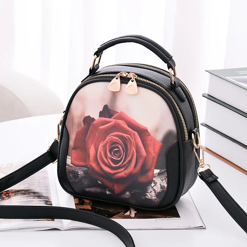 

Women Small Bag Crossbody Bags Female Flower Print PU Leather Designer Bag 2019 Fashion New Floral Shoulder Bag Women's Handbag