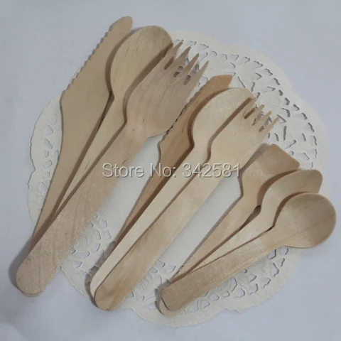 

Pack OF 25 FORKS SPOONS KNIVES DISPOSABLE PARTY WOODEN CUTLERY CATERING XMAS WEDDING restaurant and pub Utensils