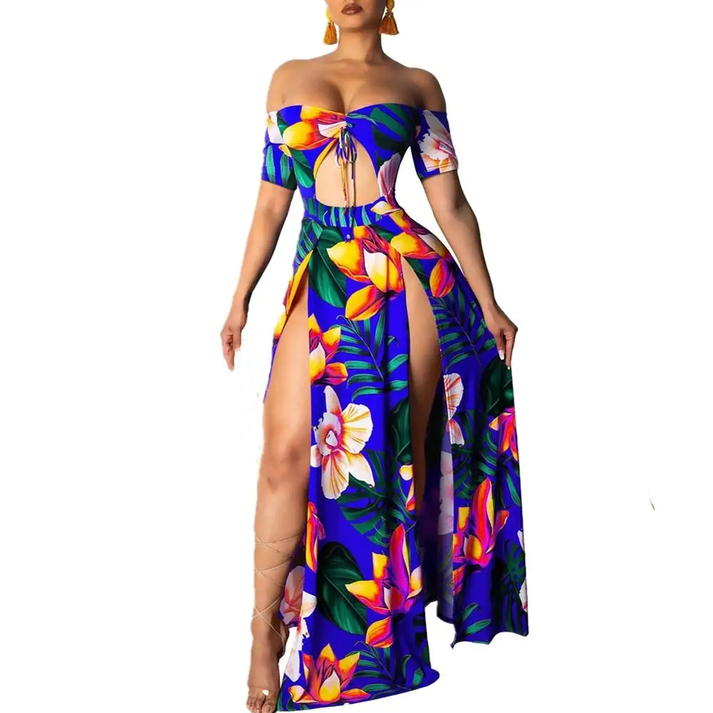 

Sexy Women Boho Summer Short Sleeves Tube top prints Dress Halter Neck Maxi Long Dress Backless Party Dresses Women beach dress