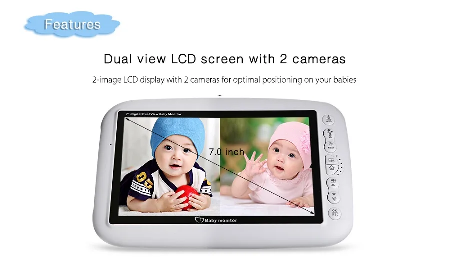 720P babyfoon met camera baba eletronica vigila bebes 7,0 дюймов ЖК ИК ночной Светильник видеодомофон колыбельные температурный монитор