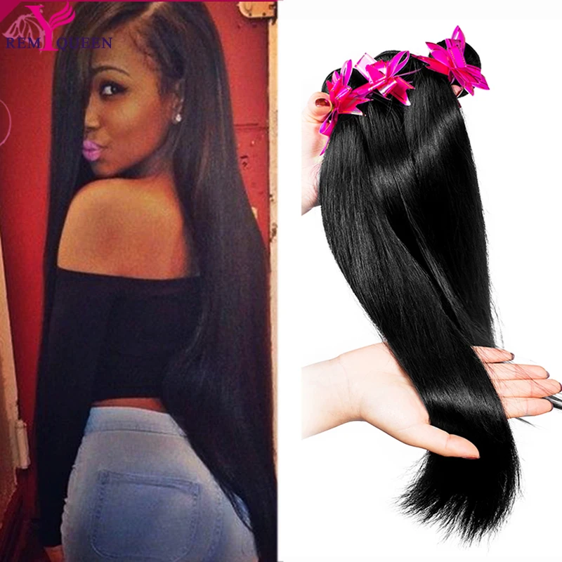 7A Unprocessed Indian straight virgin hair Remy human hair weave 3 bundles Indian virgin hair extensions Rosa hair products