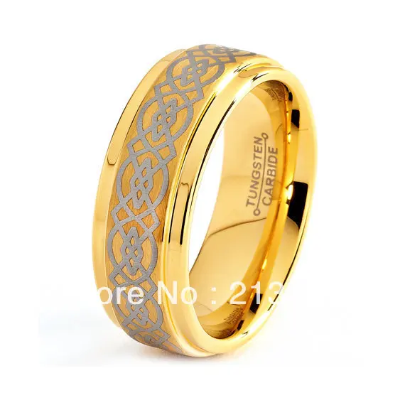 

FREE SHIPPING!USA WHOLESALES CHEAP PRICE BRAZIL RUSSIA CANADA UK HOT SELLING 8MM GOLDEN MATTE STEPED BRIDALTUNGSTEN WEDDING RING