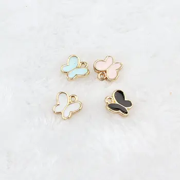 

20 PC Little Cute Butterfly Shape Charm DIY Jewelry Bracelet Necklace Pendant Charms Gold Tone Enamel Floating Charm